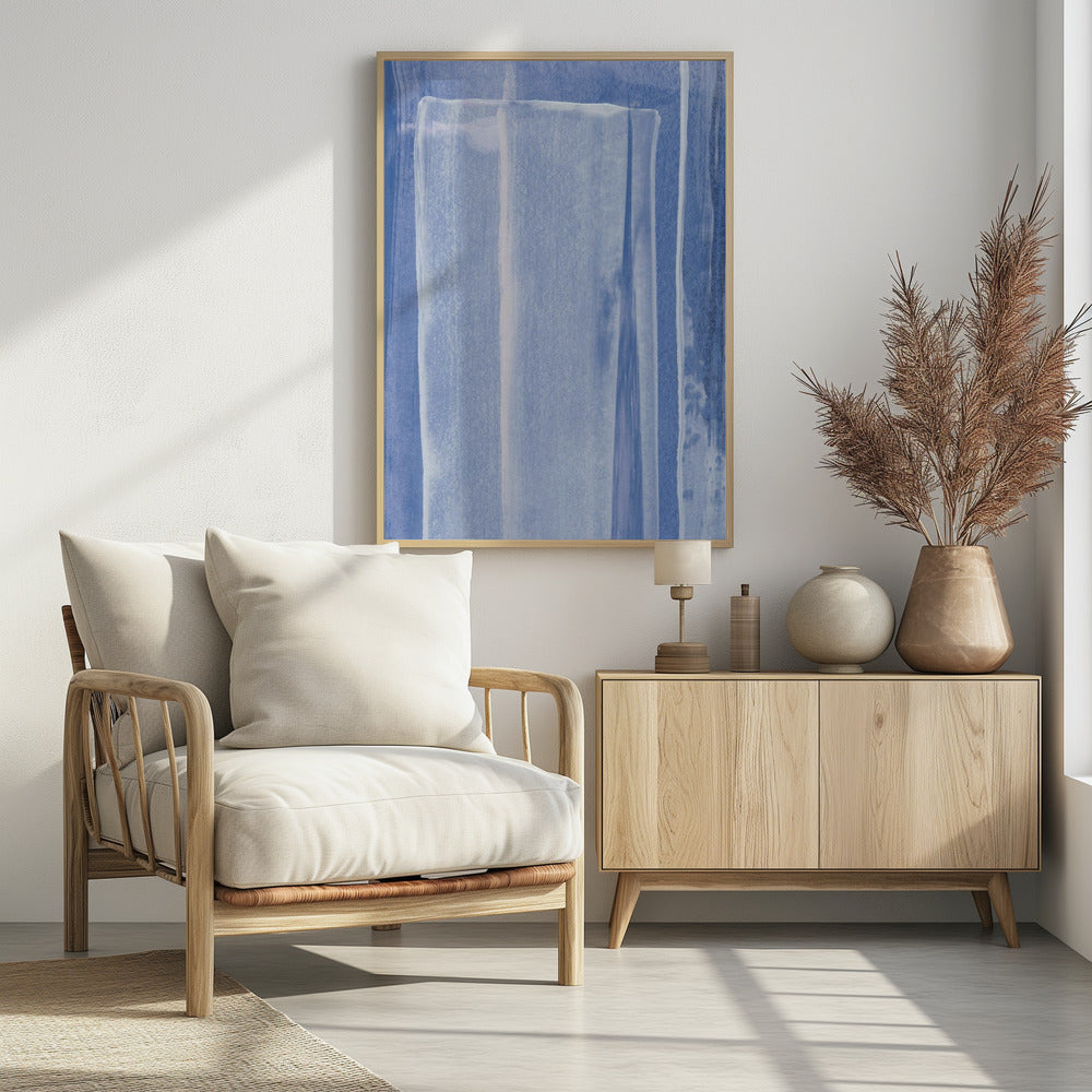 Blue With Vertical Brushstrokes | Poster