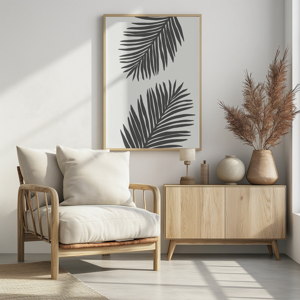 PALM LEAF 12 GRAPHITE GRAY | Poster