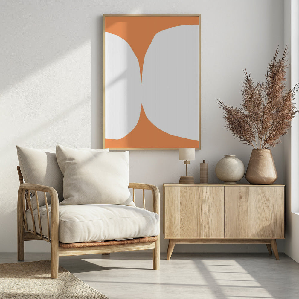 Geometric White Shapes On An Orange Background | Poster