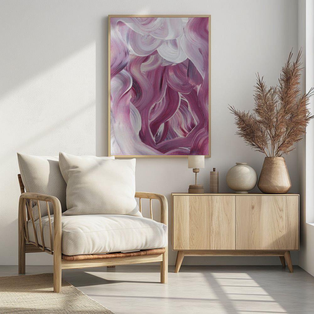 Expressive Pink and White Brushstrokes | Poster