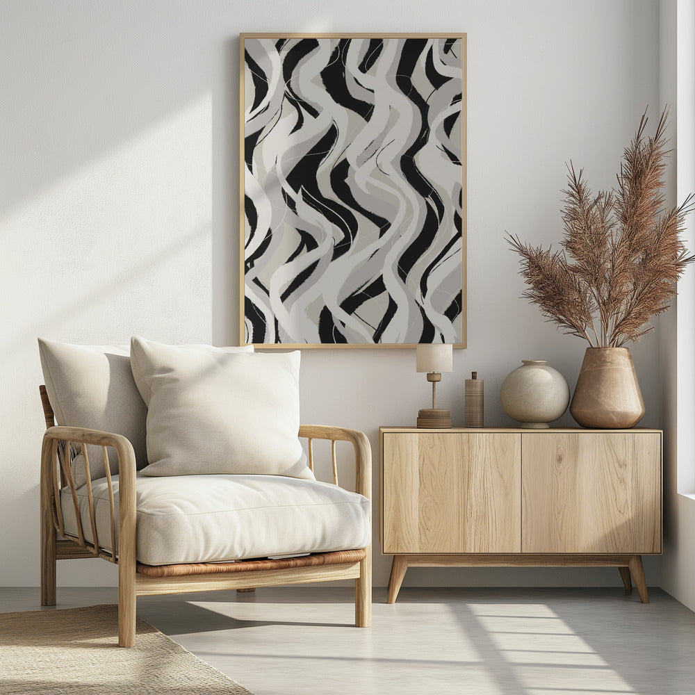 Curved Monochrome Waves | Poster