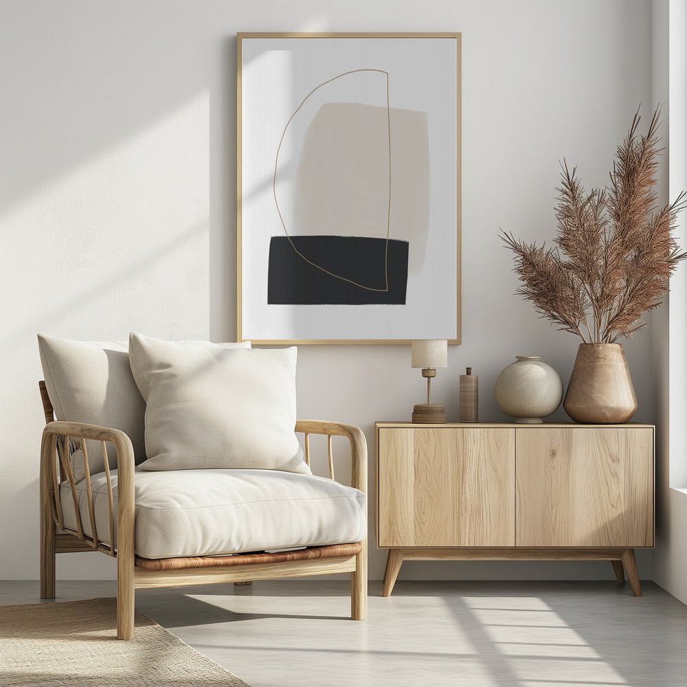 Geometric Shapes in Black, White and Beige Tones | Poster