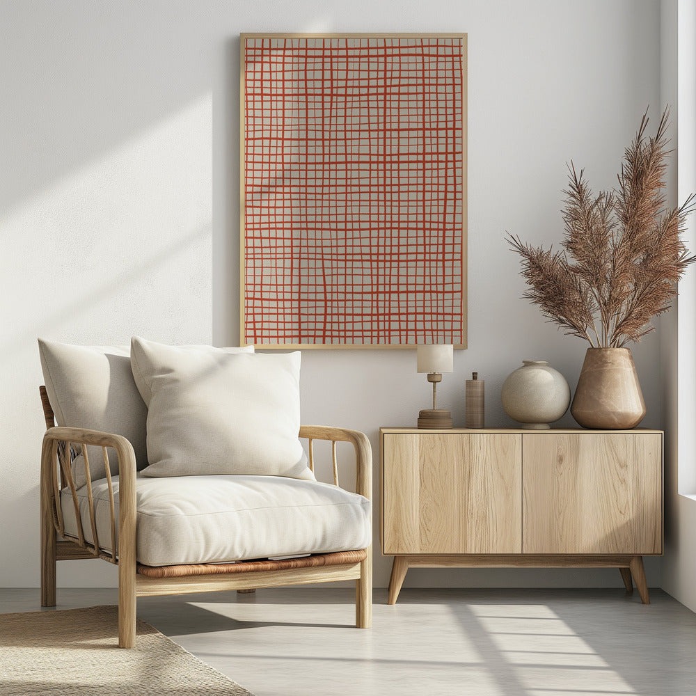 Red Grid Harmony | Poster