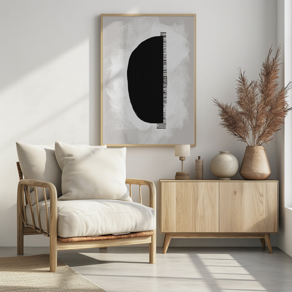 Black Shape Against A Textured White Background | Poster