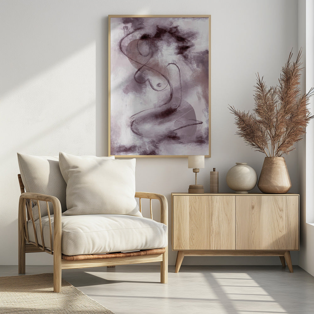WOMAN FIGURATIVE ABSTRACT PAINTING PURPLE | Poster