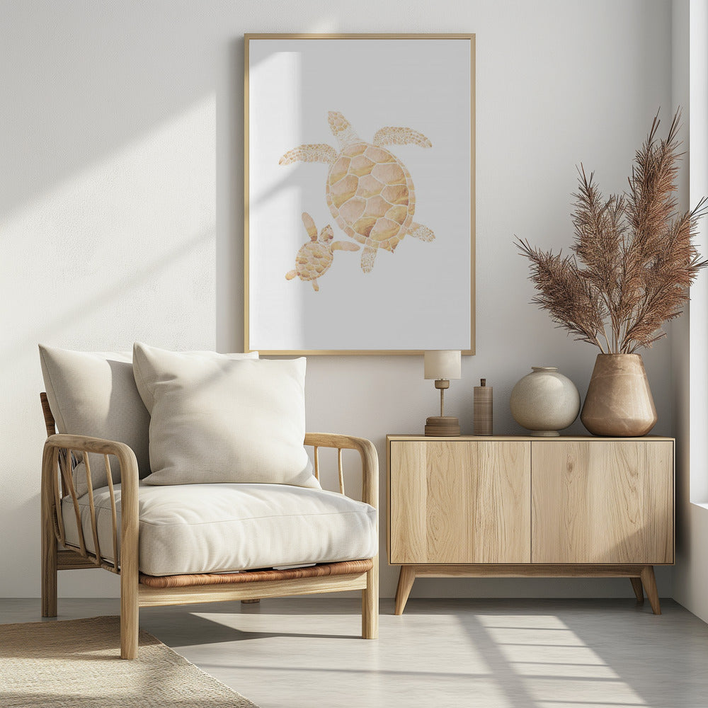 Gold white turtles | Poster