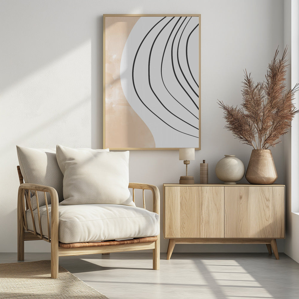 Beige Black Line Art | Poster
