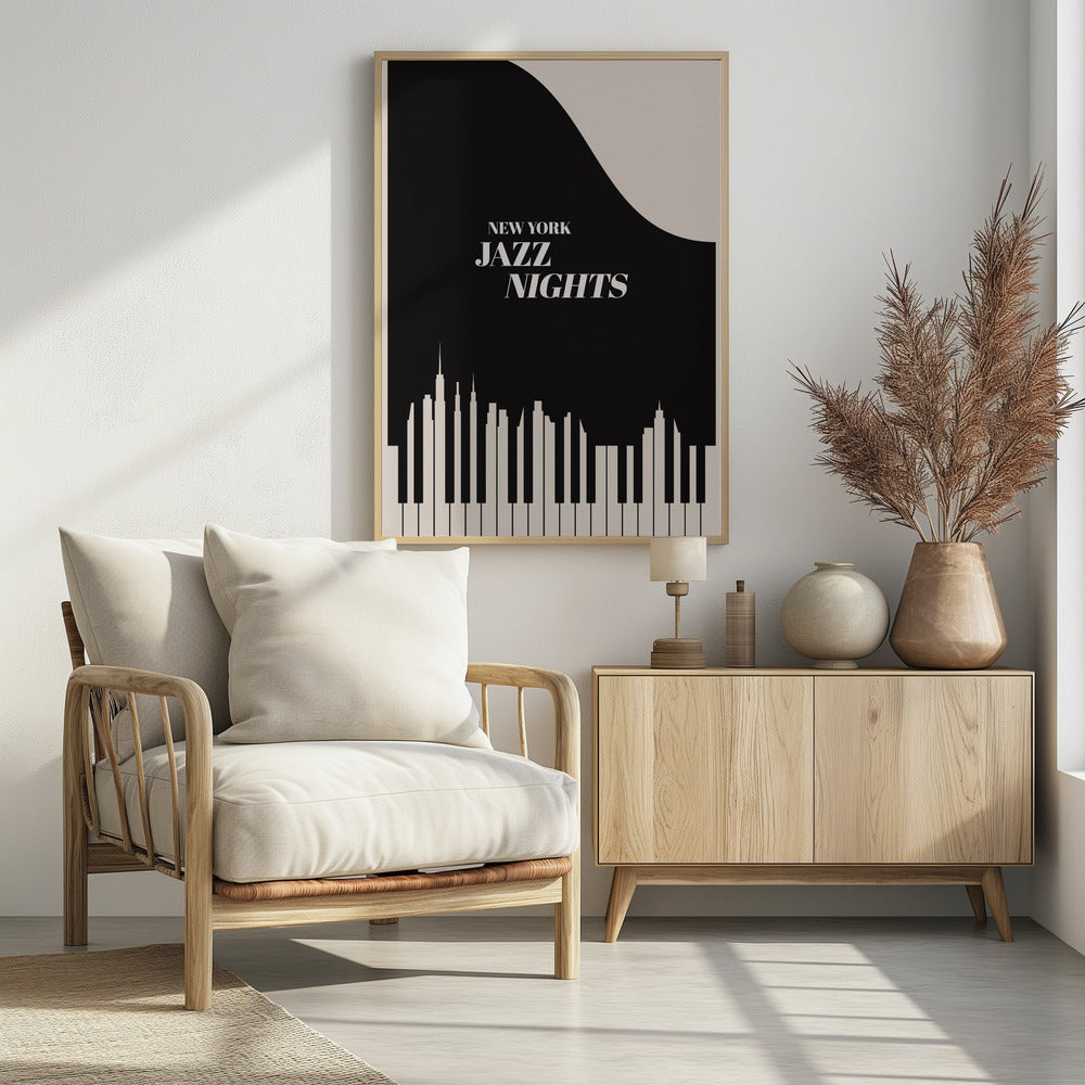 Jazz Nights Nyc Black | Poster