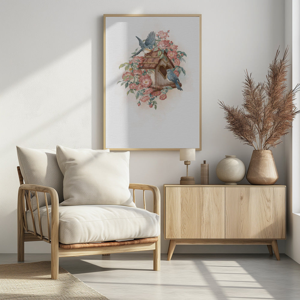 Bird House and rose | Poster