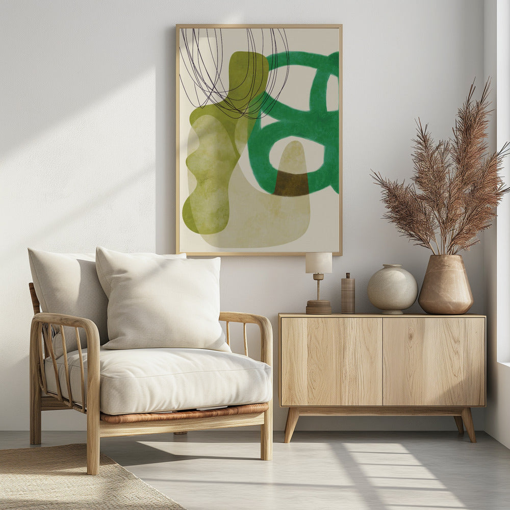 Painted Lines Green Tan Kopie | Poster
