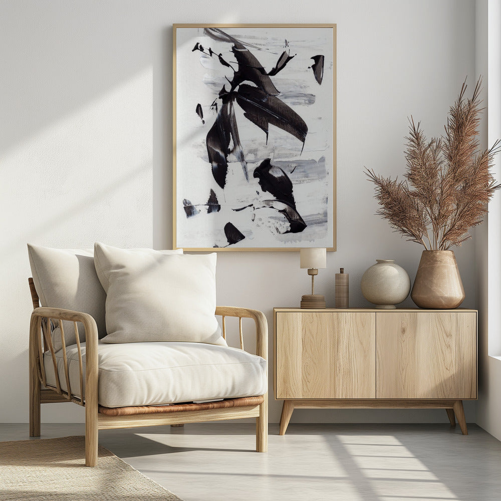 Monochrome Dynamic Brushstrokes | Poster