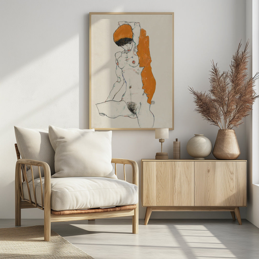 Standing Nude With Orange Drapery 1914 | Poster