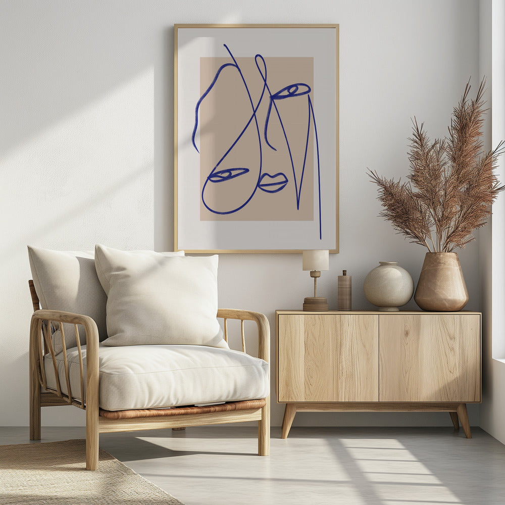 Abstract Blue Line Art | Poster