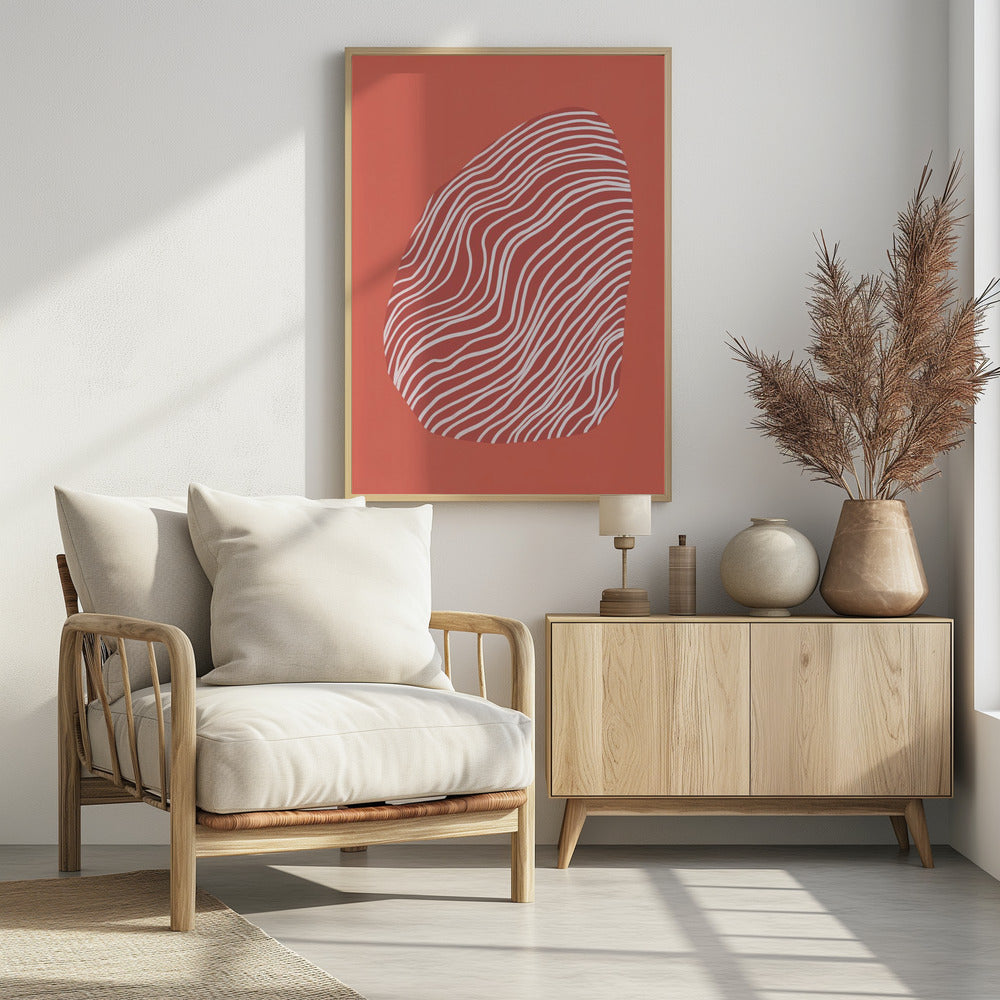 Line art confined in space-red | Poster