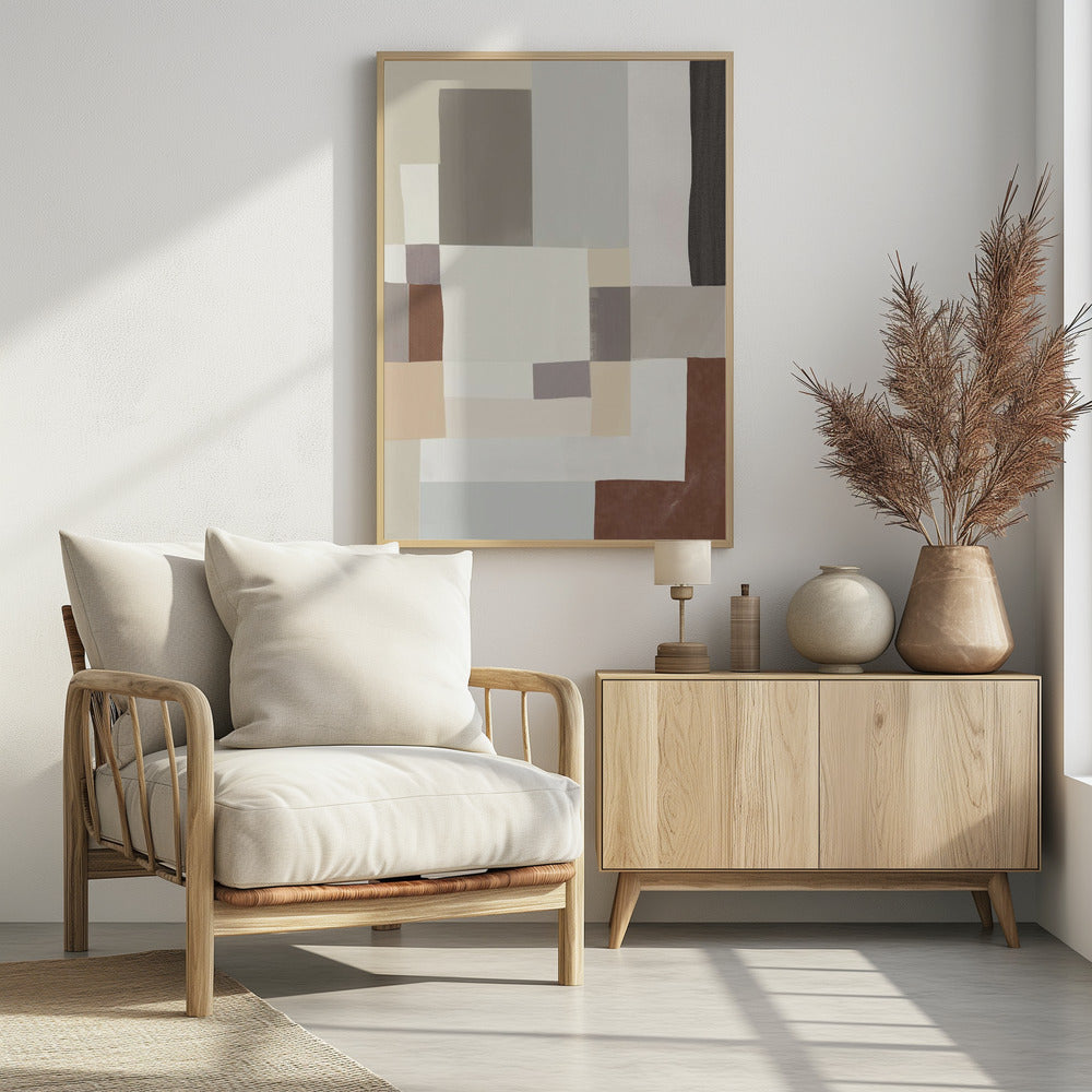 Neutral color geometrical abstract 02 | Poster