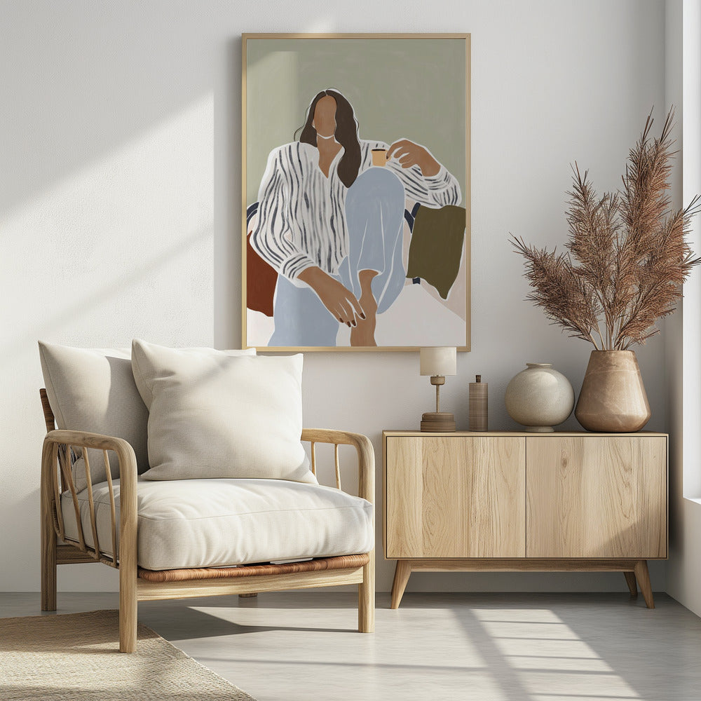 Woman Enjoying a Cup of Espresso | Poster