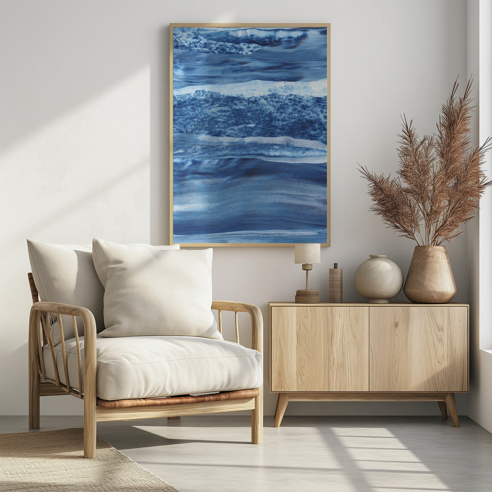 Blue Texture Flowing Vertical Lines | Poster