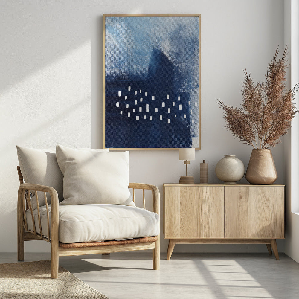 Blue Hues And White Rectangular Elements | Poster