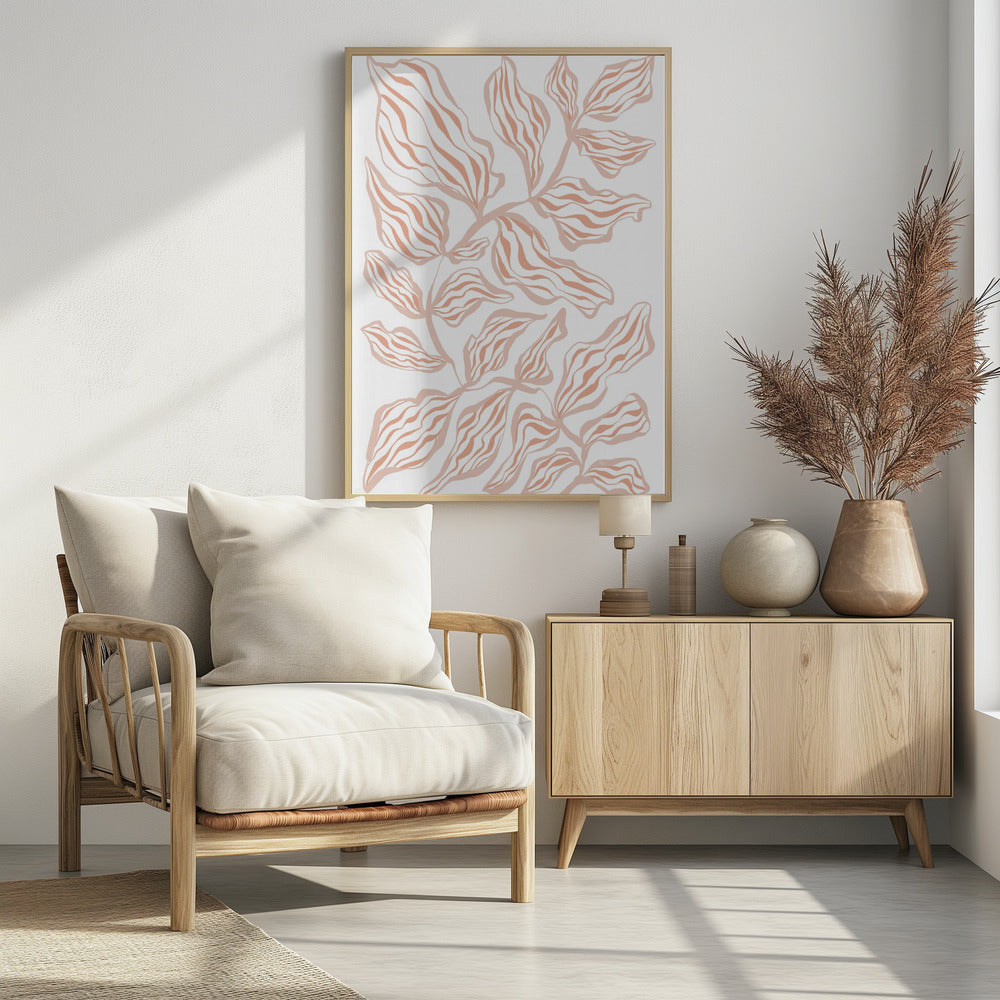 Coral Leaves On A White Background | Poster