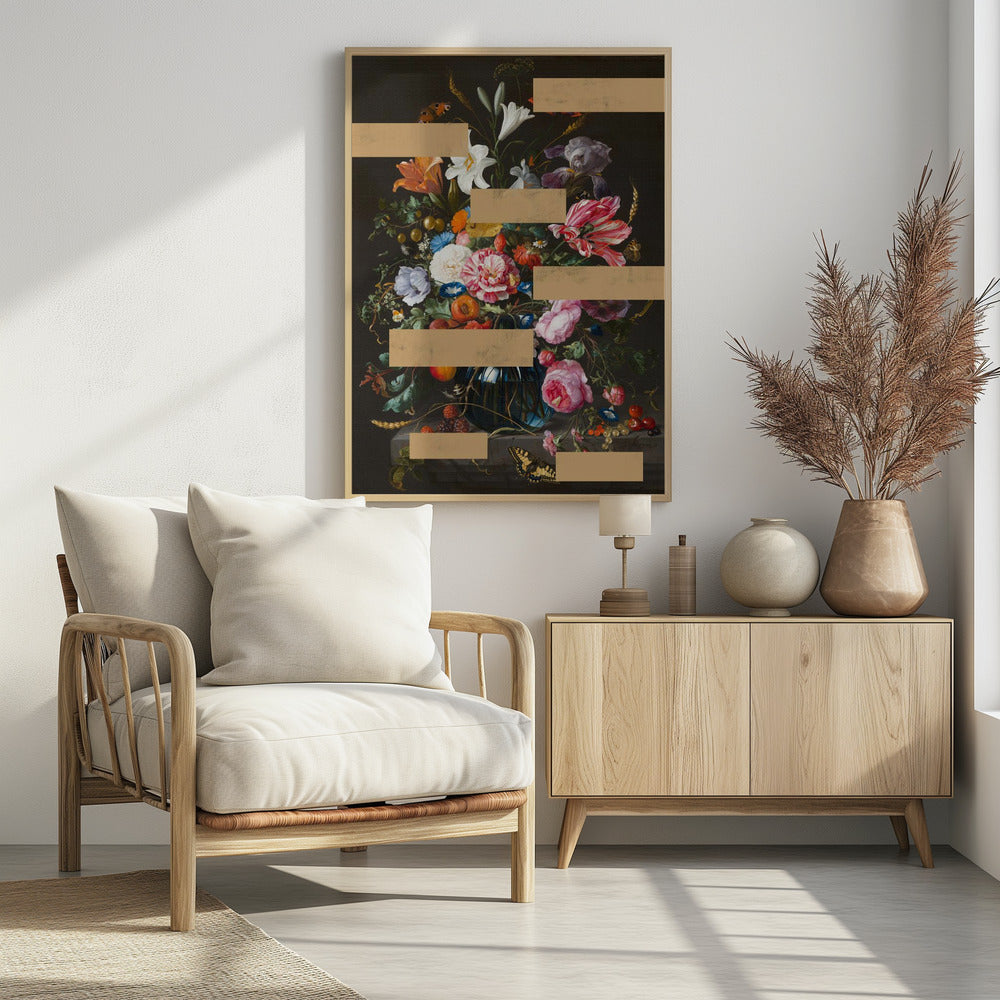 Bouquet of Vintage Oil Painting Flowers, Modern Collage | Poster