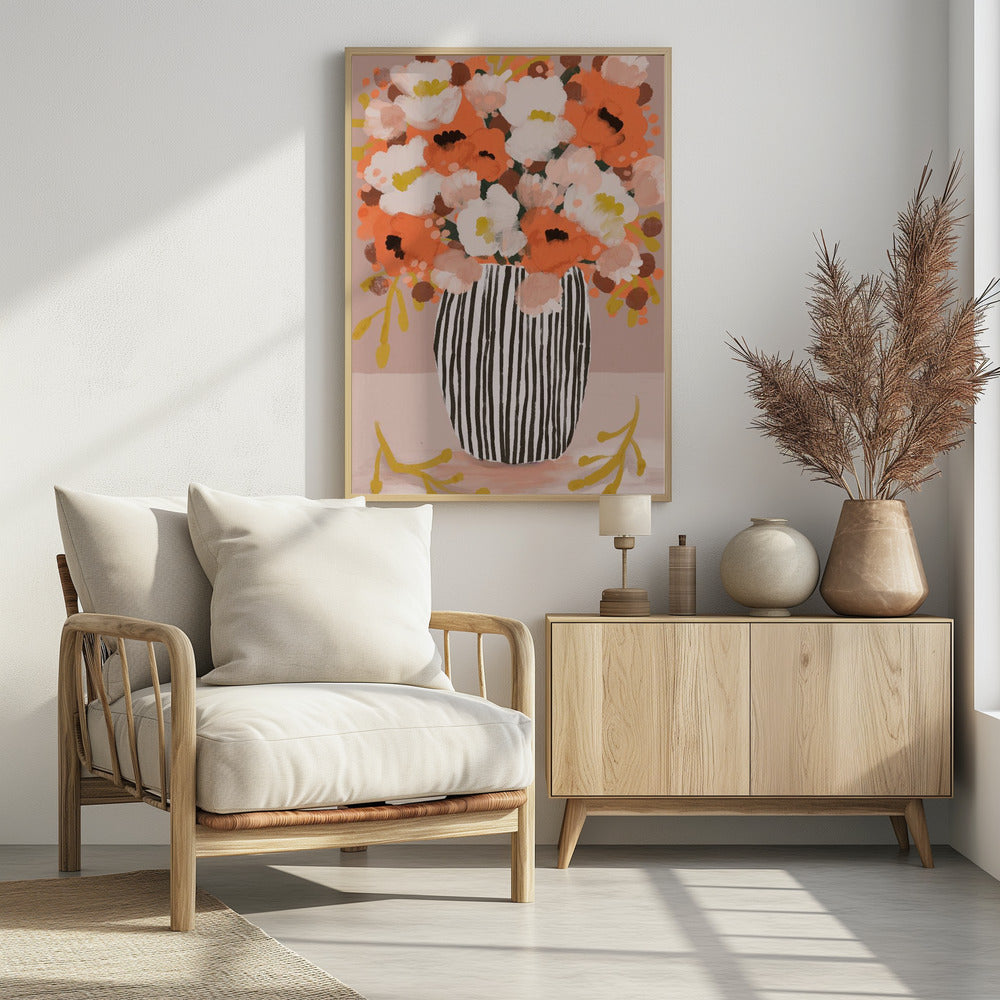Striped Vase Blooms | Poster