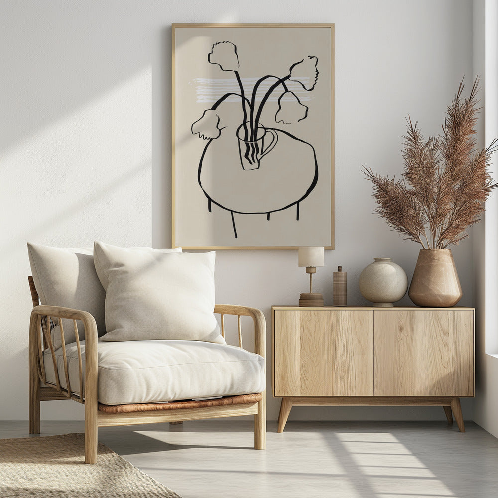 Flower decor on a round table | Poster