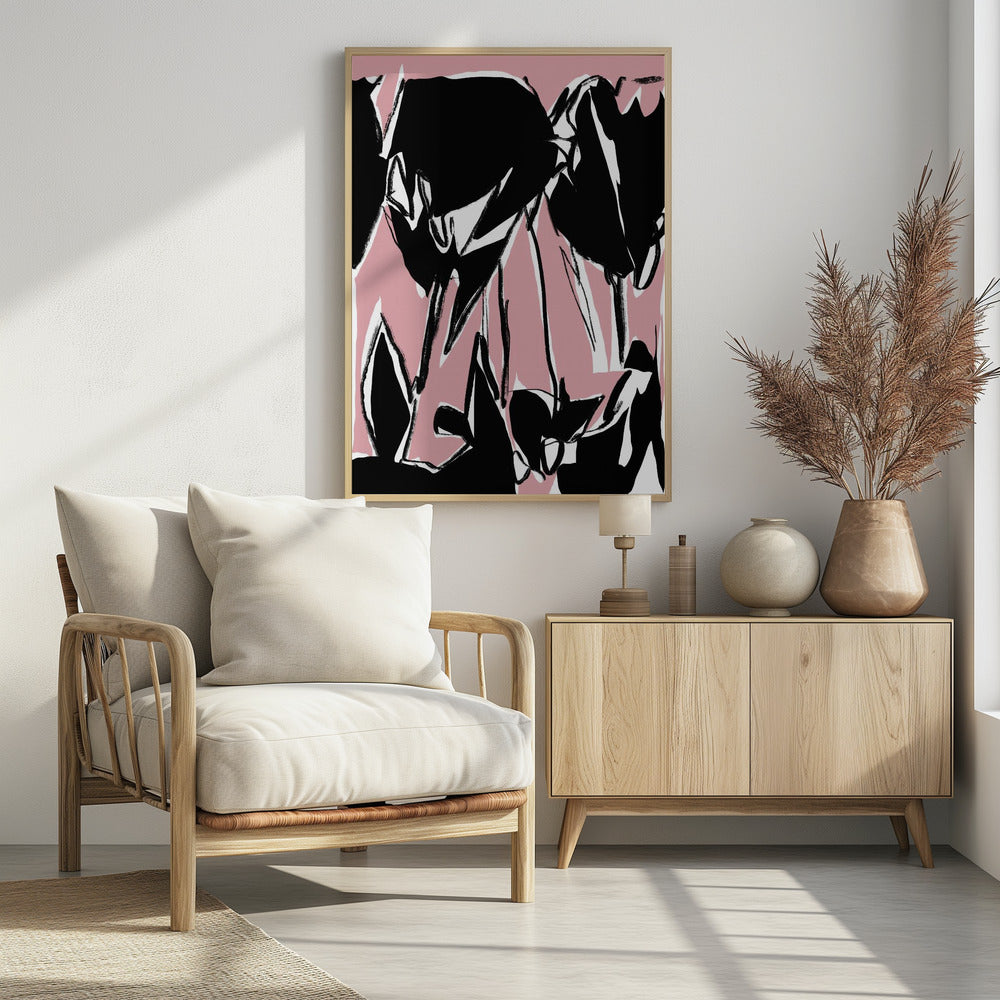 Black Pink Tulips | Poster