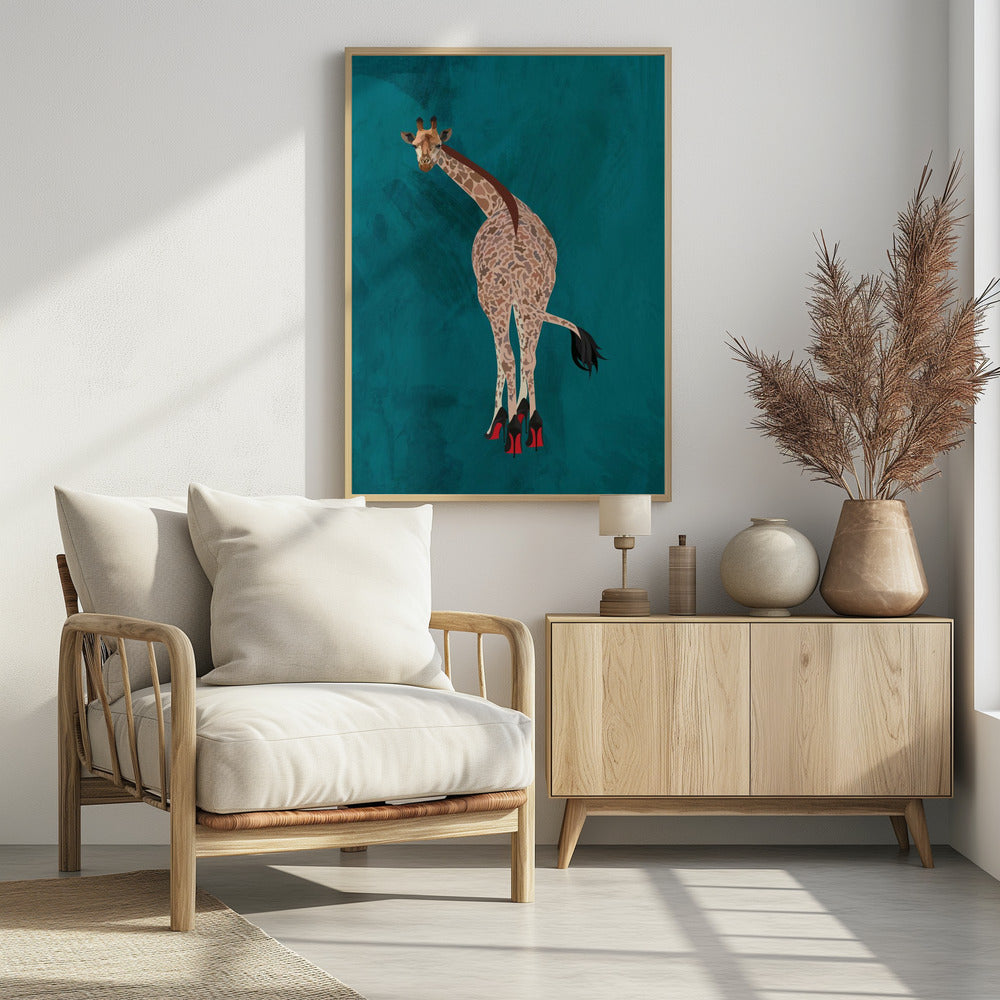 Quirky Giraffe Green | Poster