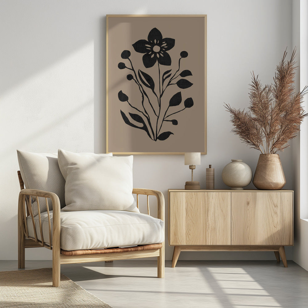 Black Flower Modern Botanical Silhouette | Poster
