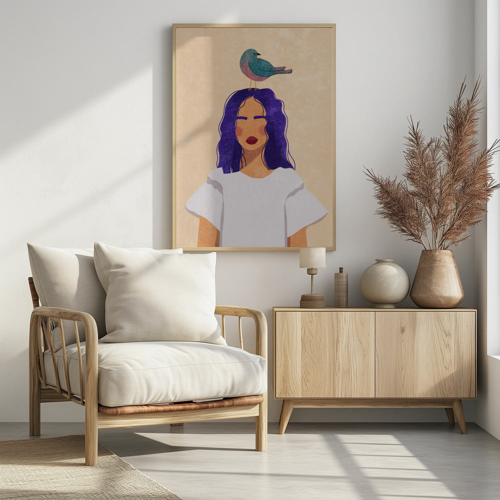 Girl with bird | Poster