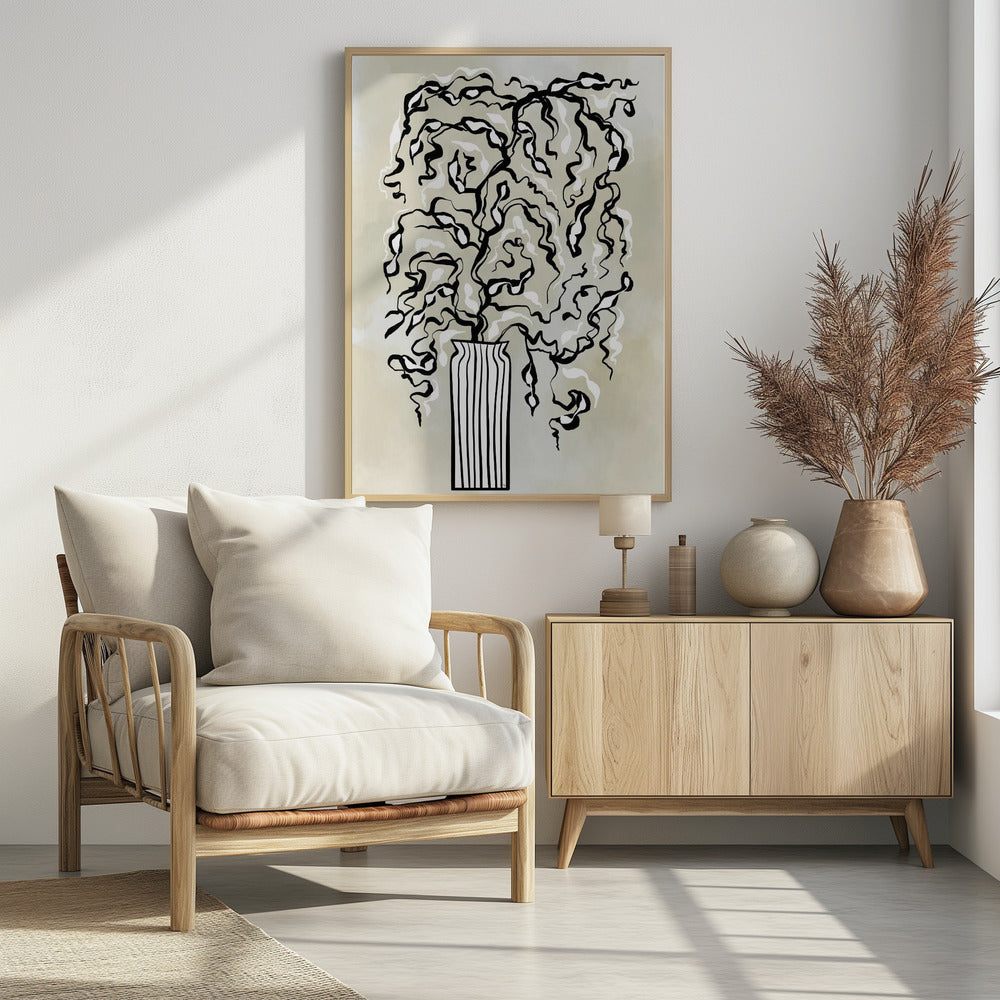 Stylized Plant In A Striped Vase | Poster