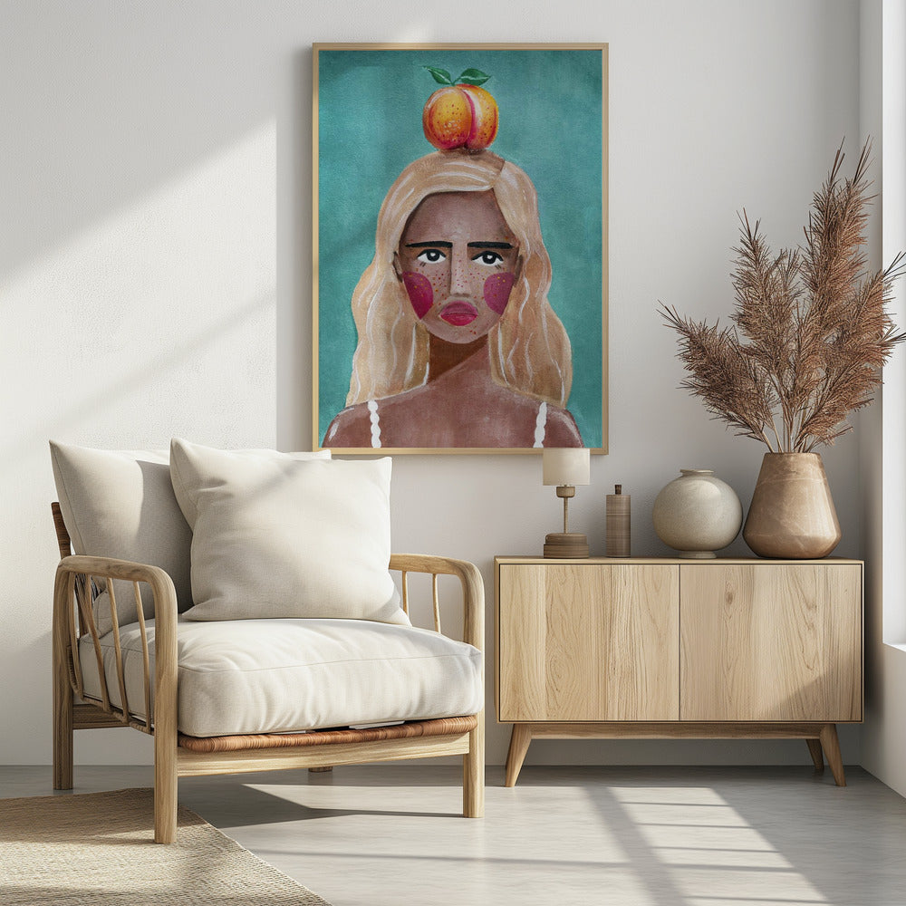Woman With Peach | Poster
