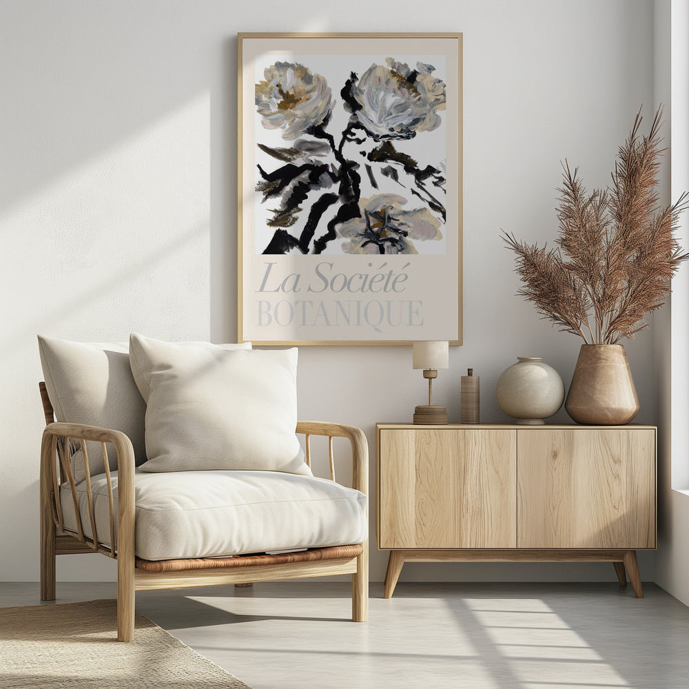 La Société Botanique Black, White and Cream Flowers | Poster