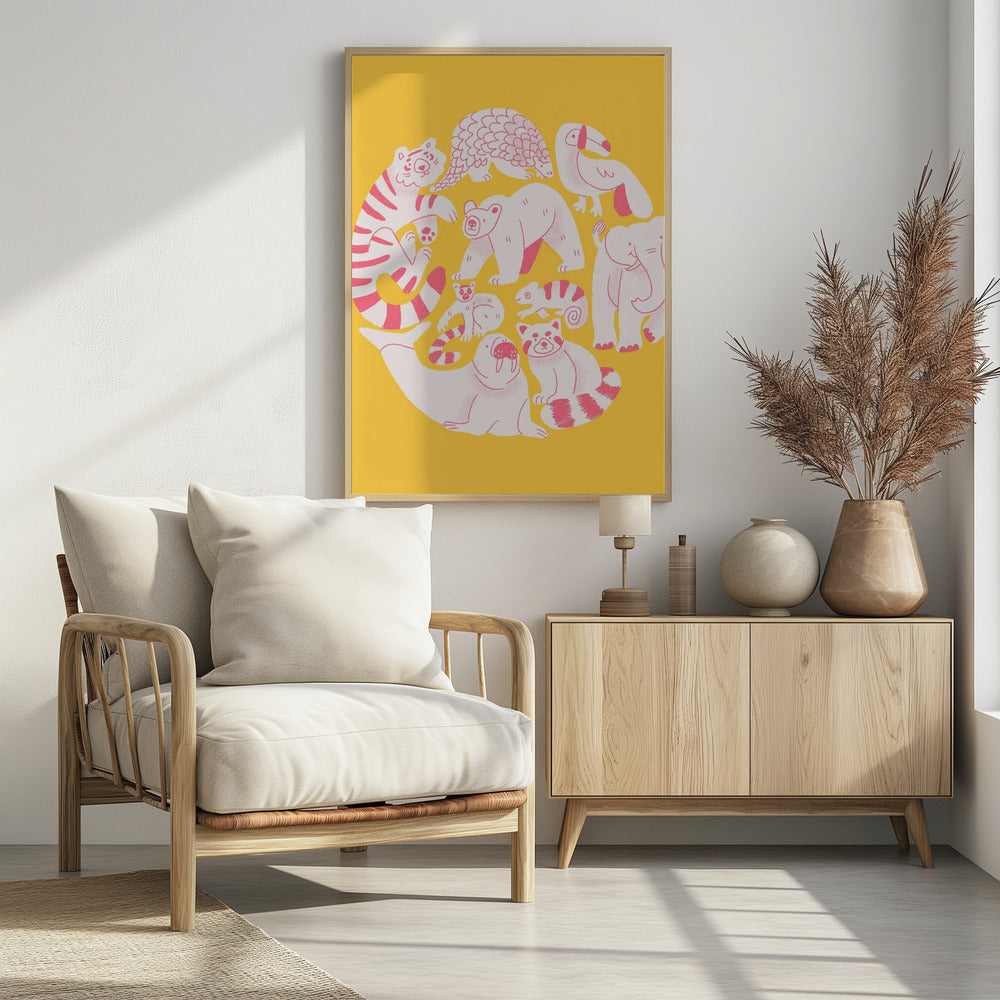 Yellow Animal Collage | Poster