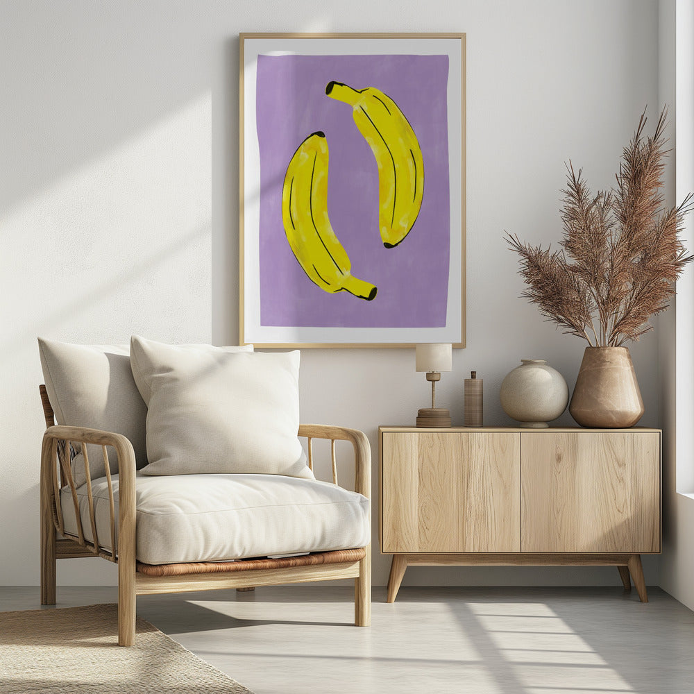 Two Vibrant Yellow Bananas | Poster