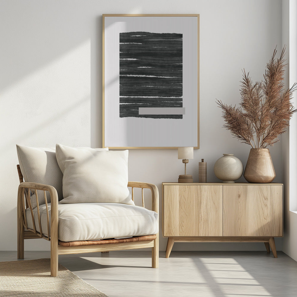 black Horizontal Brushstrokes | Poster