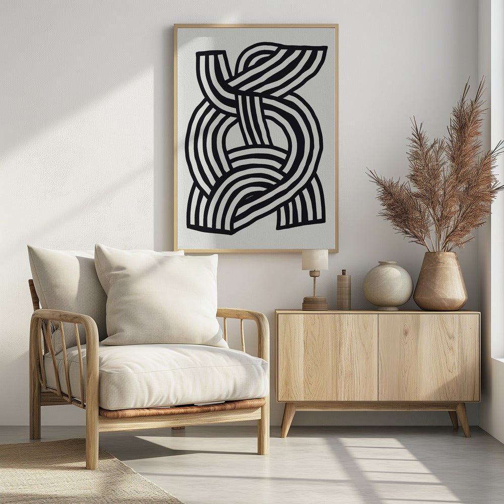 Mid Century Modern Abstract line Art Painting | Poster