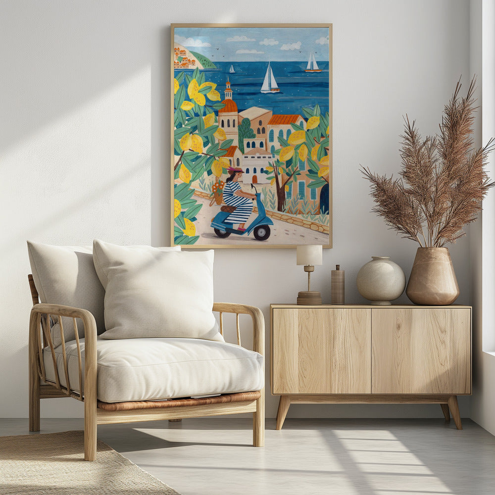 Travel poster woman on the Amalfi coast, Italy | Poster