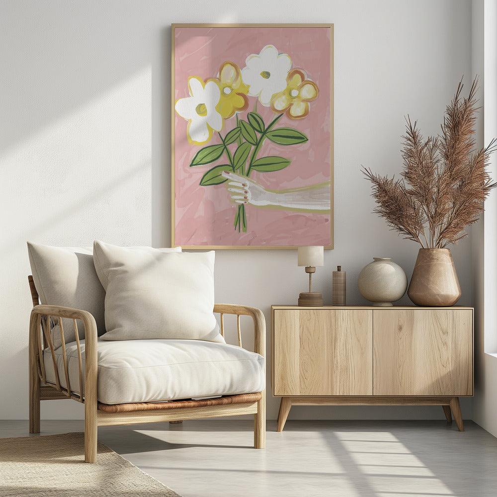 Bunch of Flowers Pink and Yellow | Poster
