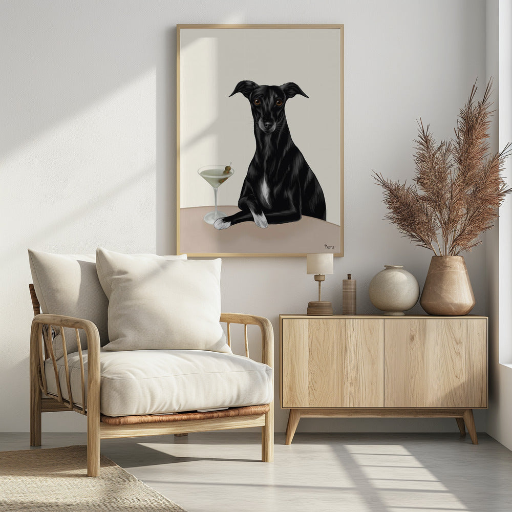 Classy Greyhound with Martini | Poster