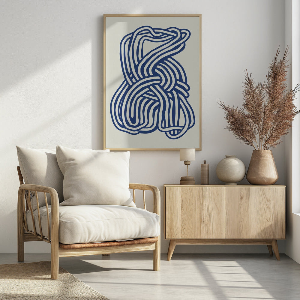 Line art organic shape in blue 02 | Poster
