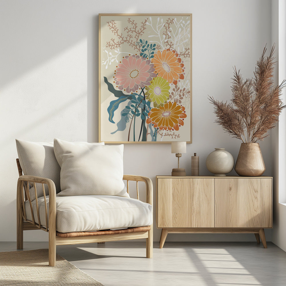 Springtime Daisies Earthy Tones | Poster