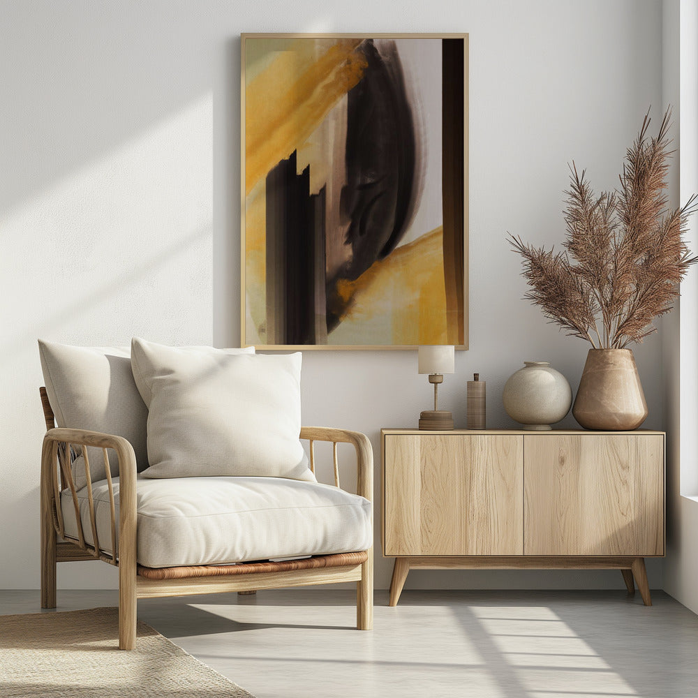 Dynamic Brushstrokes In Earthy Tones Of Black | Poster