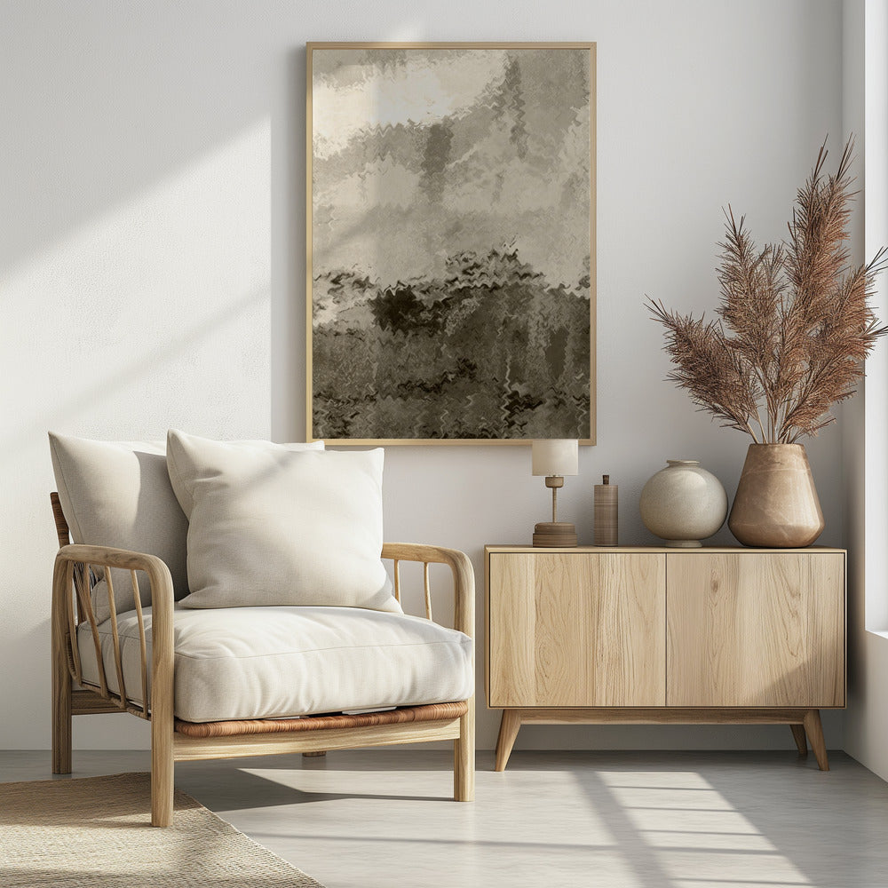 Over the Hills. Reflections. Abstract Lanscape In Neutral Colors No. 2 | Poster
