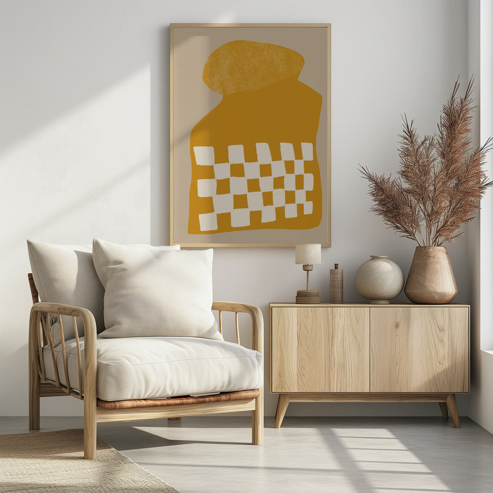 Golden Checkered Form | Poster