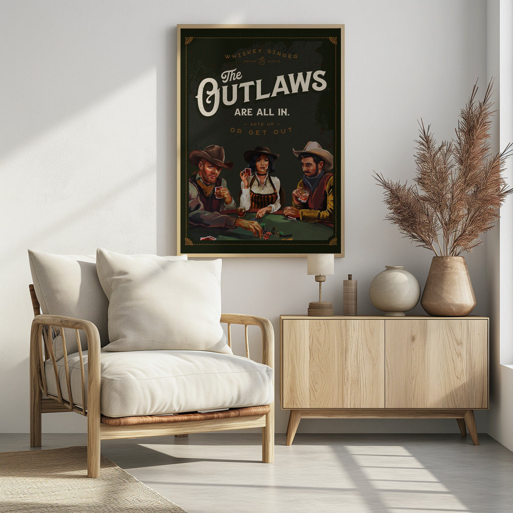 Outlaws Are All In Cool Cowboy Poker Art | Poster