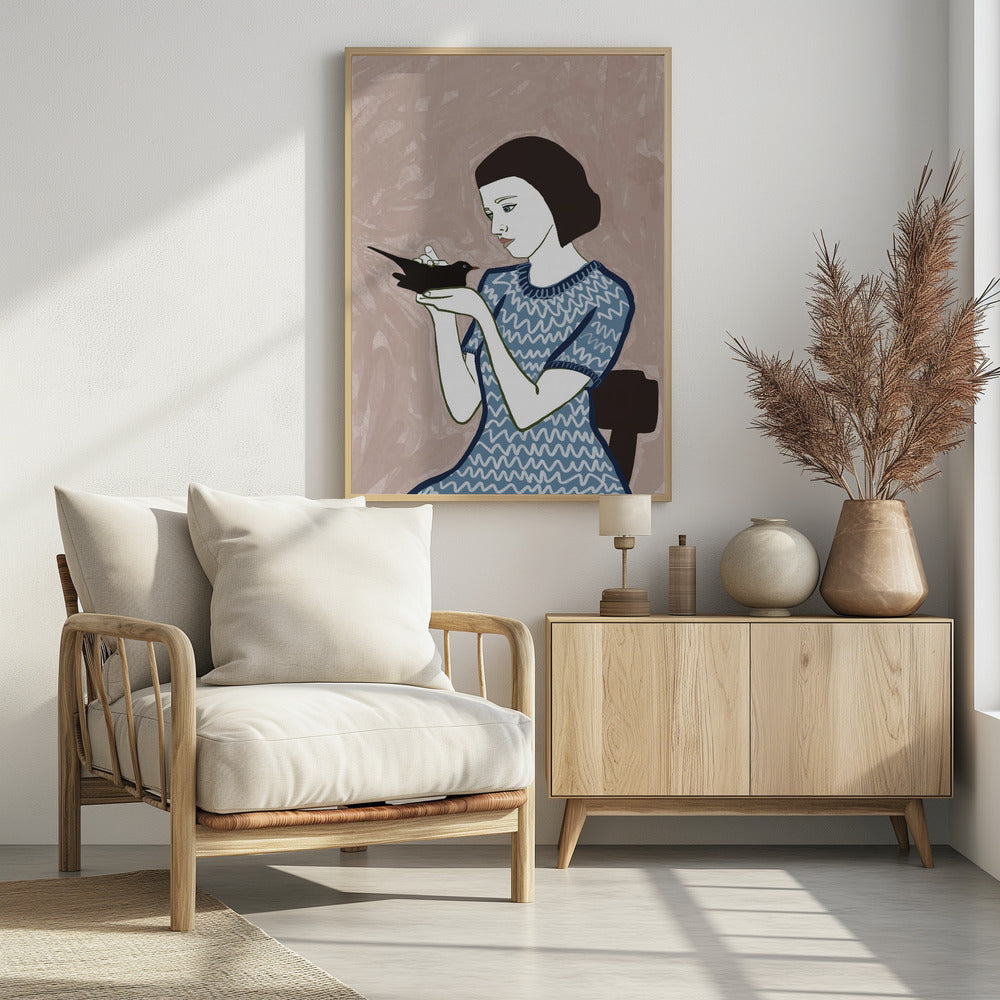 Bird lady sitting | Poster