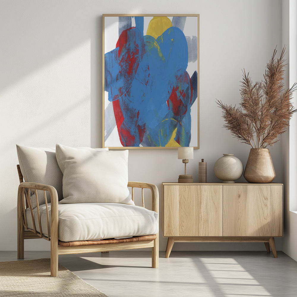 Abstract Blue Red Yellow Shapes 3 | Poster