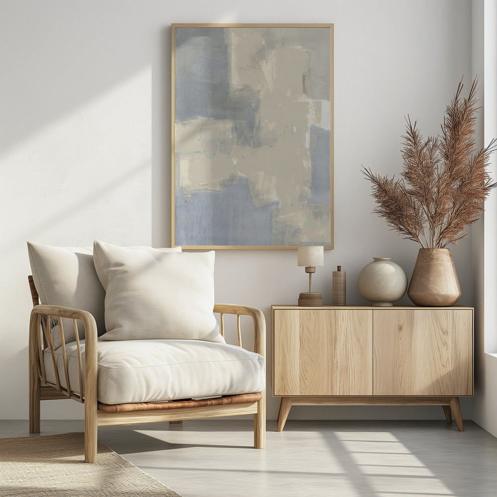 Abstract Neutral Grey and Beige Shapes 1 | Poster