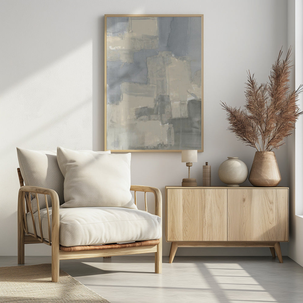 Abstract Neutral Grey and Beige Shapes 2 | Poster
